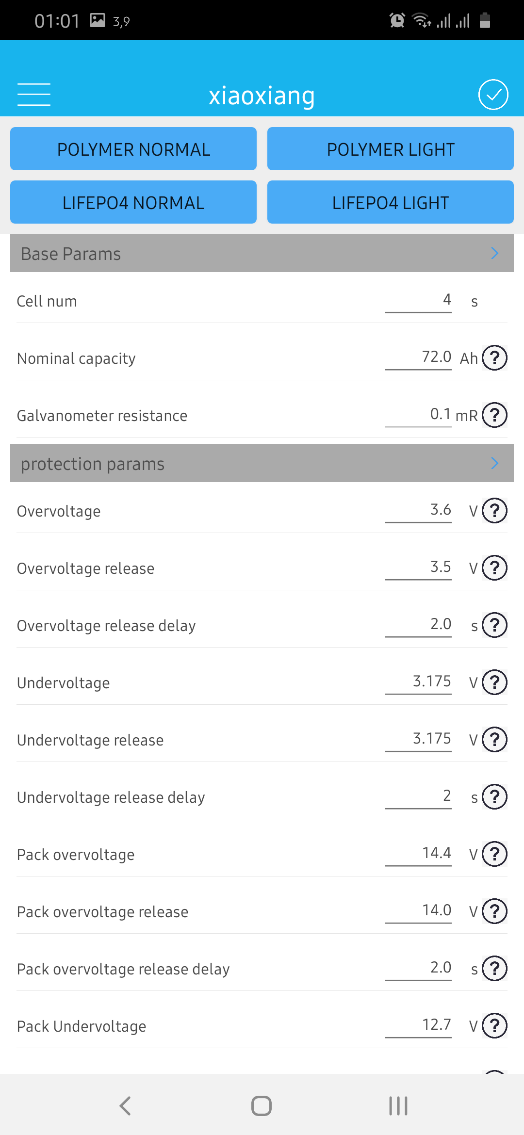 Changing BMS settings